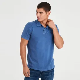 AE - Men 'Blue' Embroidered Logo Stretch Slim Fit Cotton Polo AE225