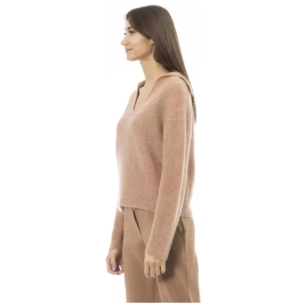 Alpha Studio Beige Merino Wool Women Sweater