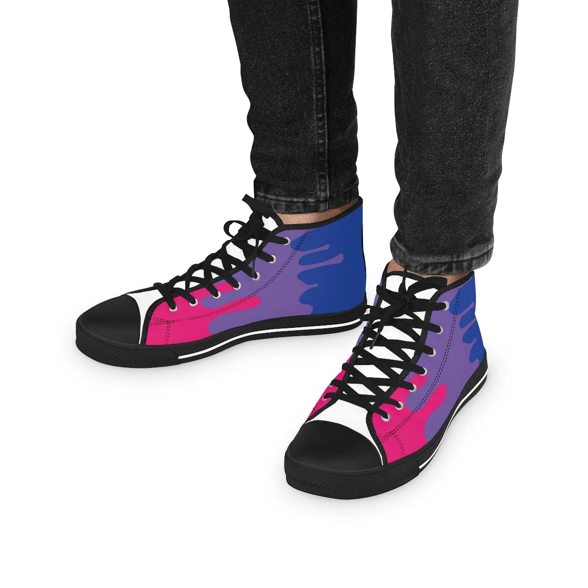 Bisexual Drip Rainbow Flag LGBTQ High Top Sneakers Unisex Size