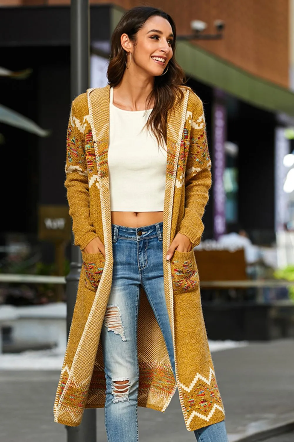 Bohemian Slit Hooded Duster Cardigan