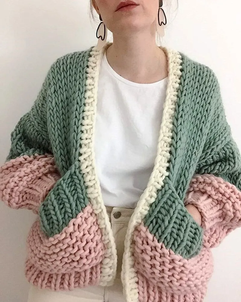 Boho Inspired HANDMADE cardigan puff sleeve women cardigan women warm winter cardigans sweaters new fashion knitwear outwear