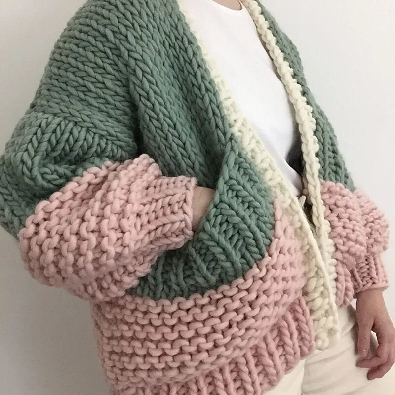 Boho Inspired HANDMADE cardigan puff sleeve women cardigan women warm winter cardigans sweaters new fashion knitwear outwear