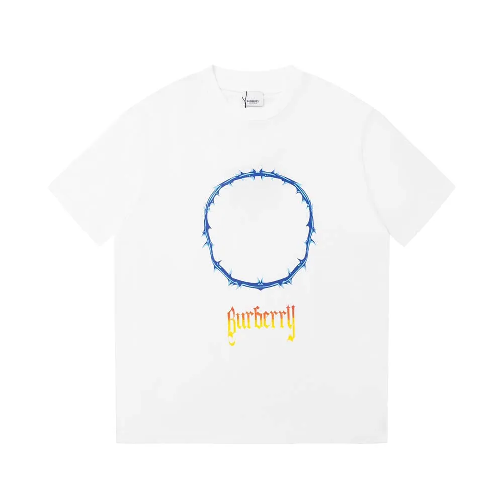 BU - Men 'White' Thorn and Logo Print Oversized T-Shirt BU804