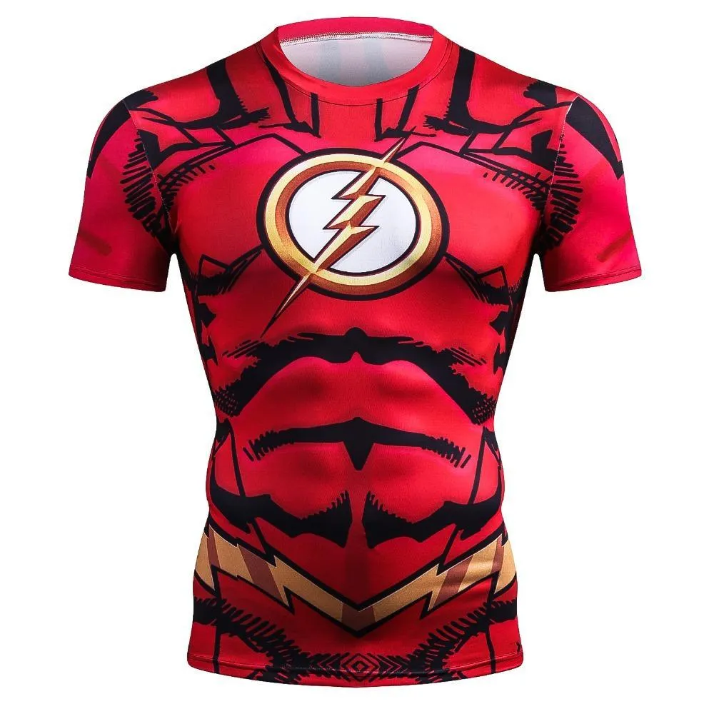 Cartoon FLASH Short Sleeve Compression Shirt for Men