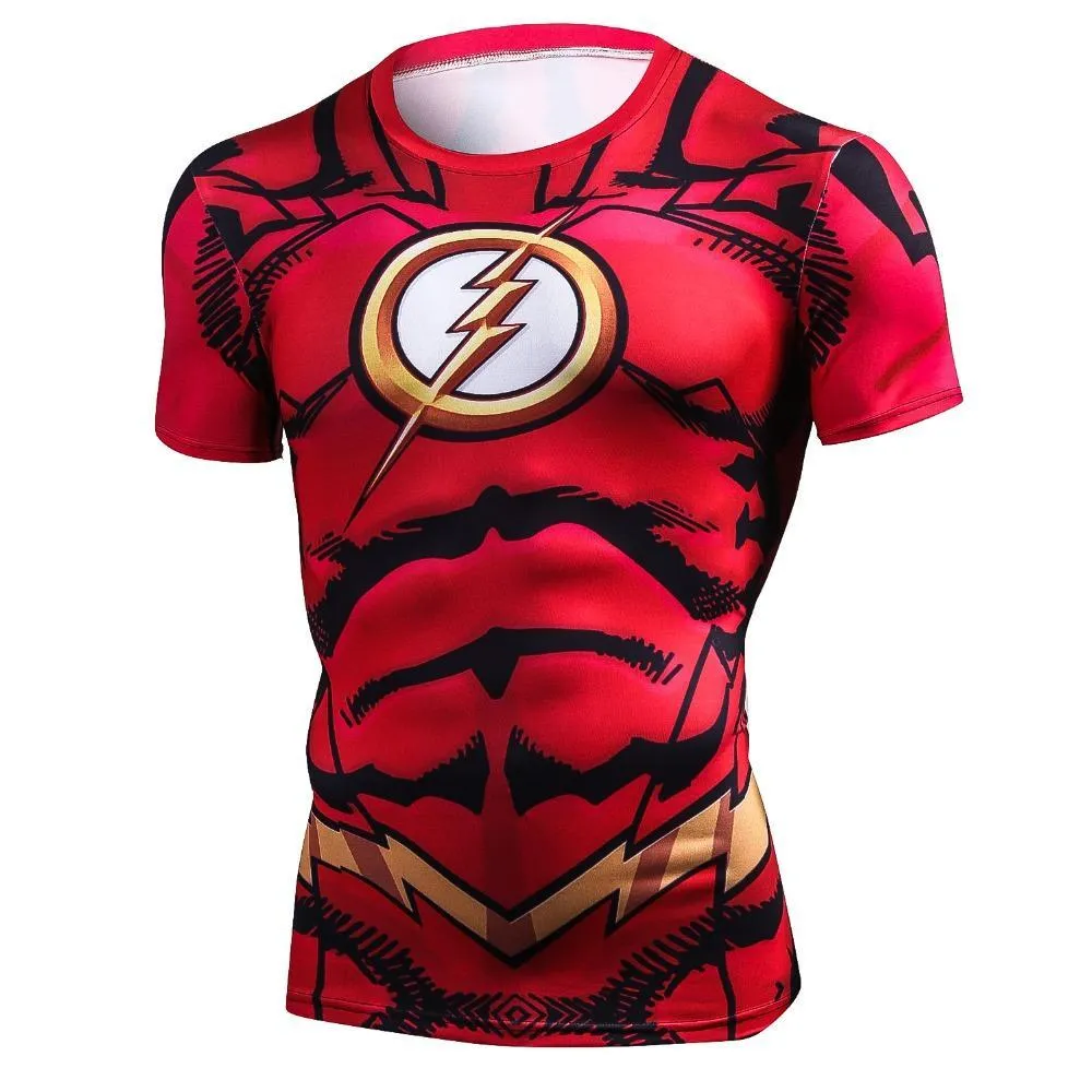 Cartoon FLASH Short Sleeve Compression Shirt for Men