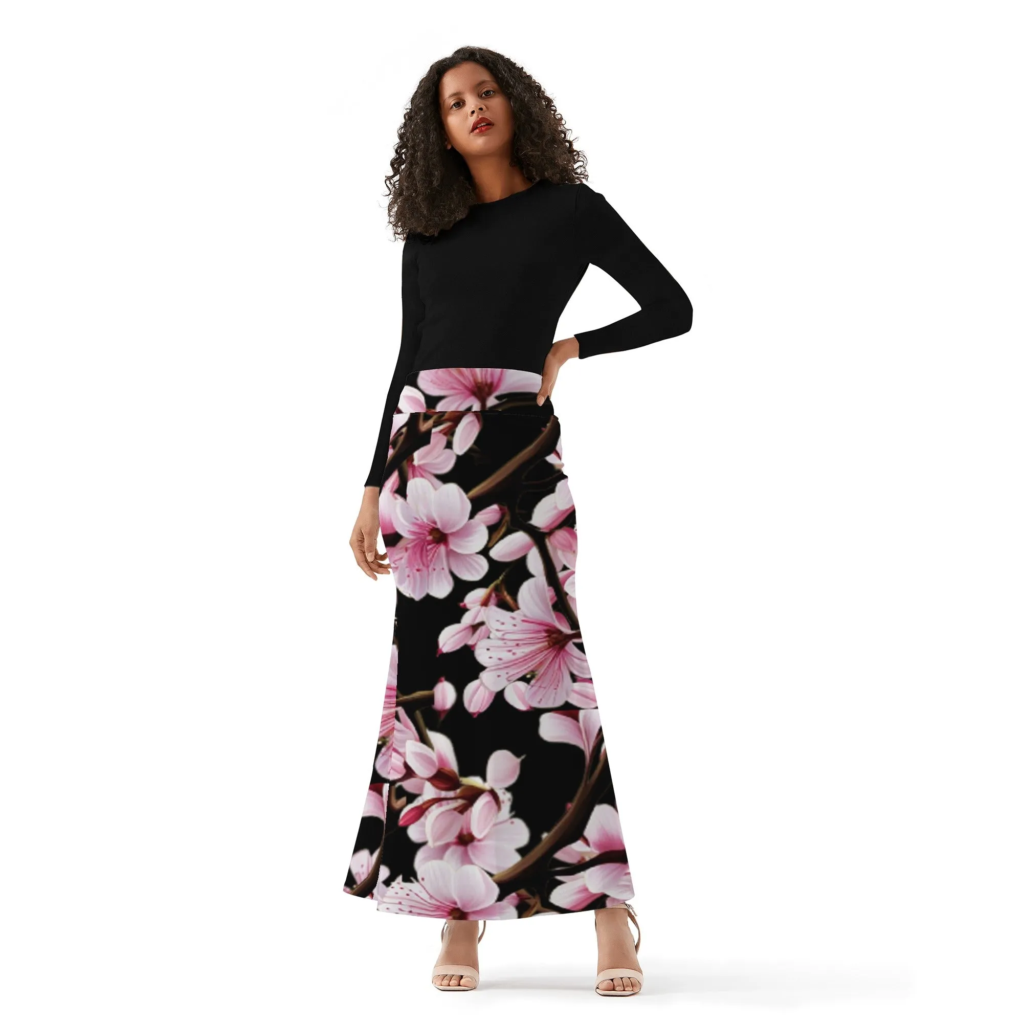 Cherry Blossom Womens Full Length Skirt - 3 colors