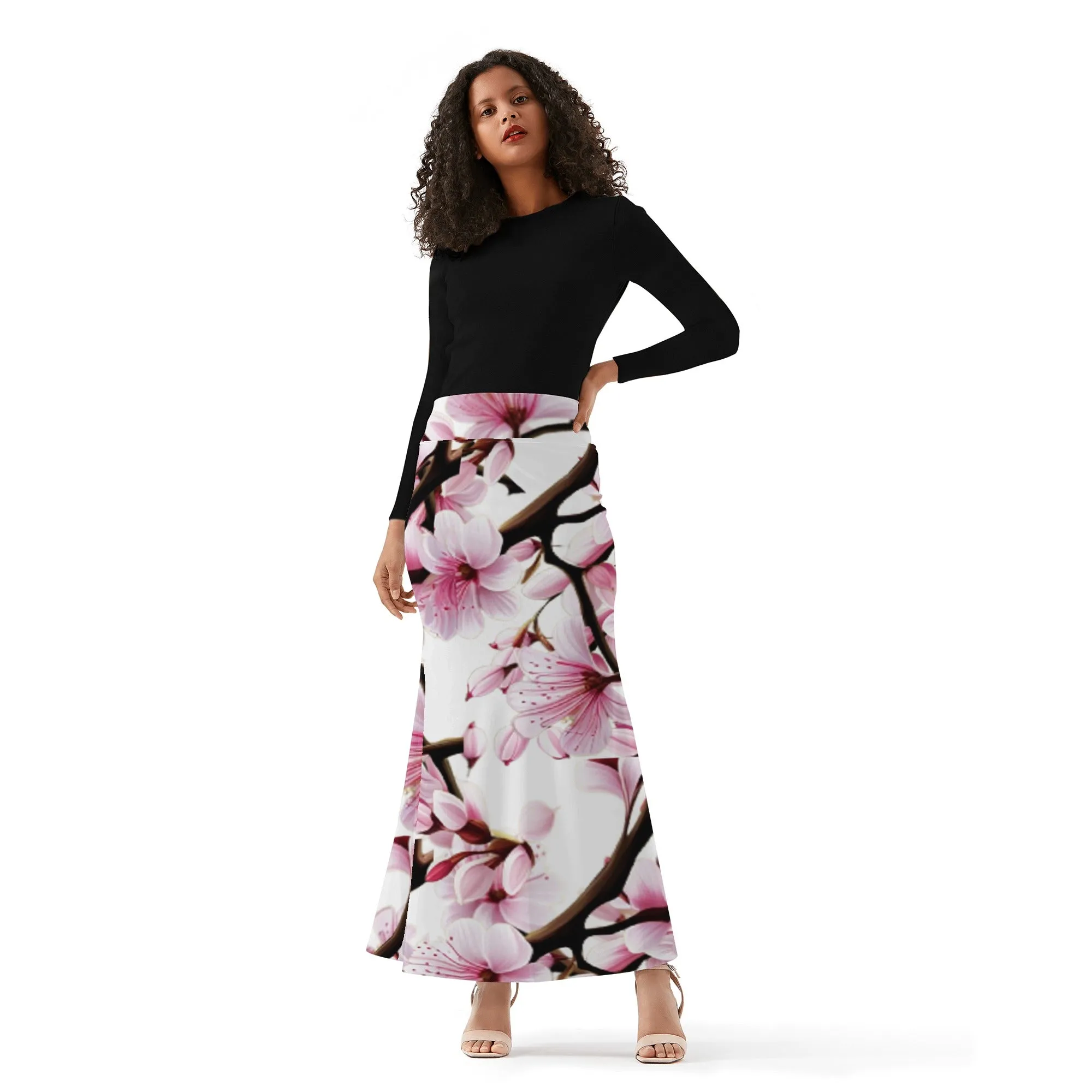 Cherry Blossom Womens Full Length Skirt - 3 colors