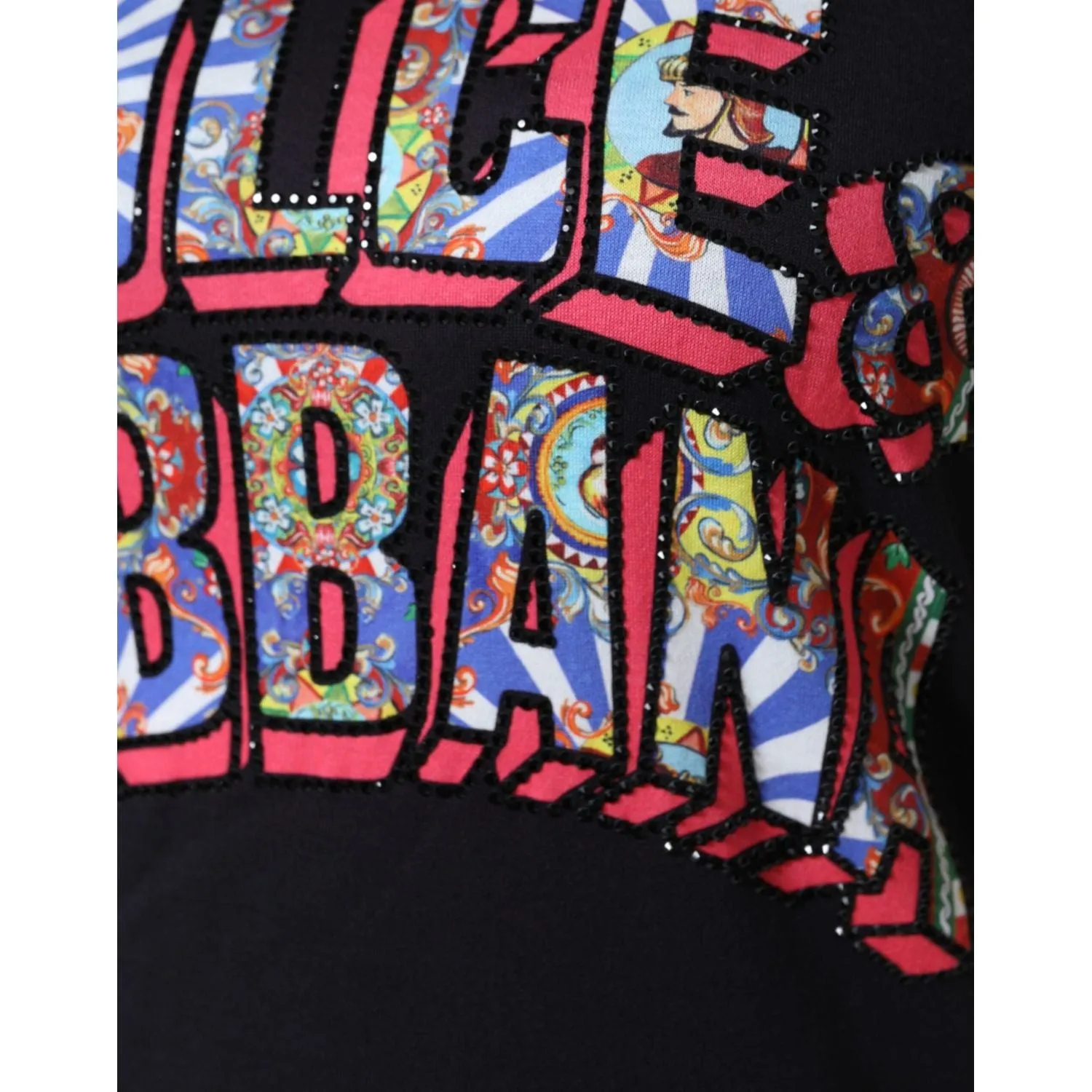 Dolce & Gabbana Black Cotton Logo Print Round Neck T-shirt