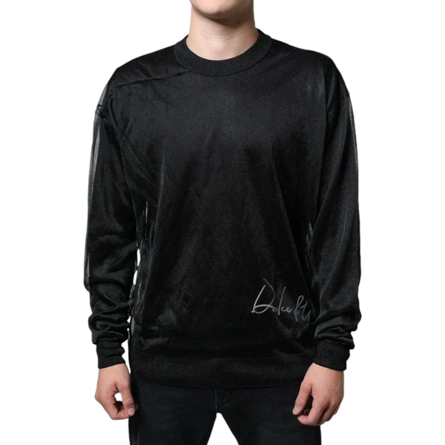 Dolce & Gabbana Black Polyester Pullover Sweatshirt Sweater