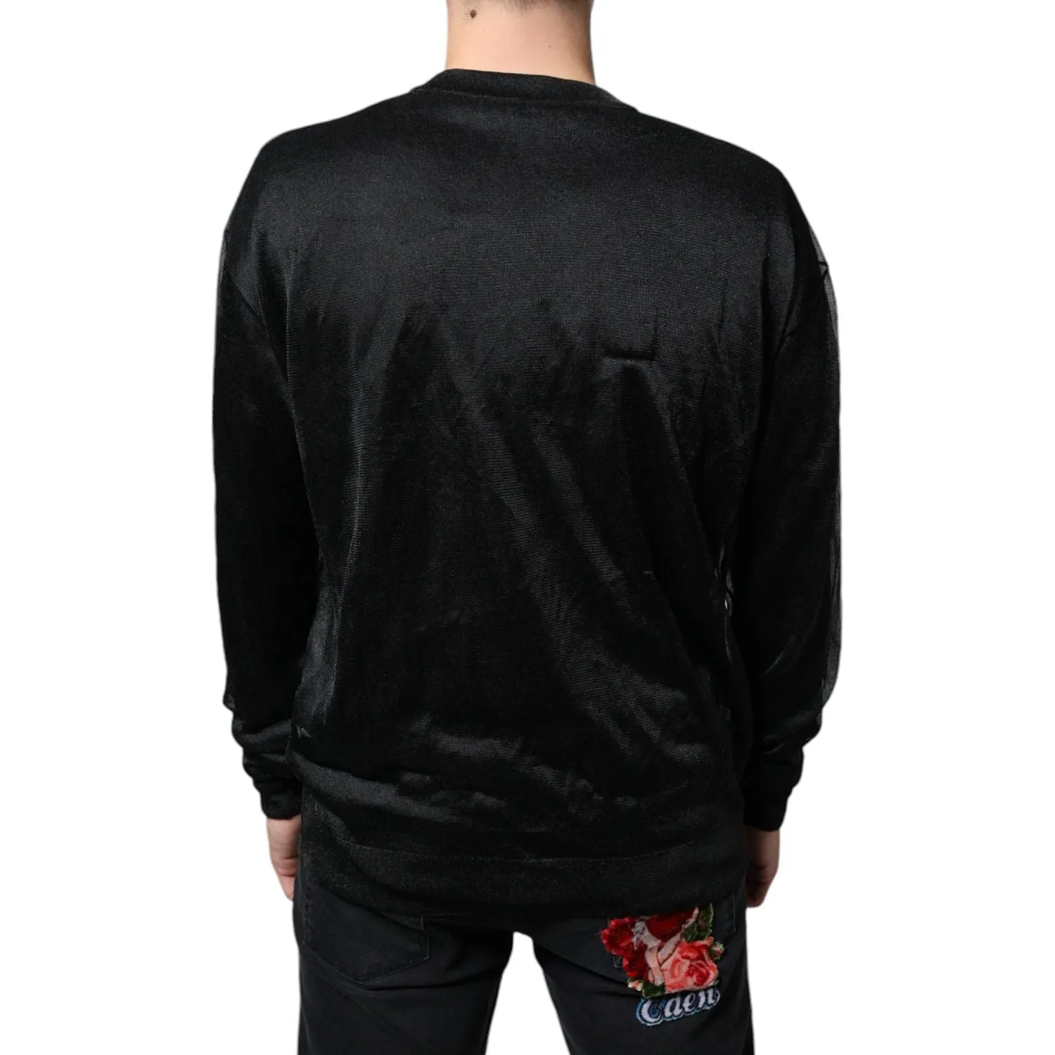 Dolce & Gabbana Black Polyester Pullover Sweatshirt Sweater