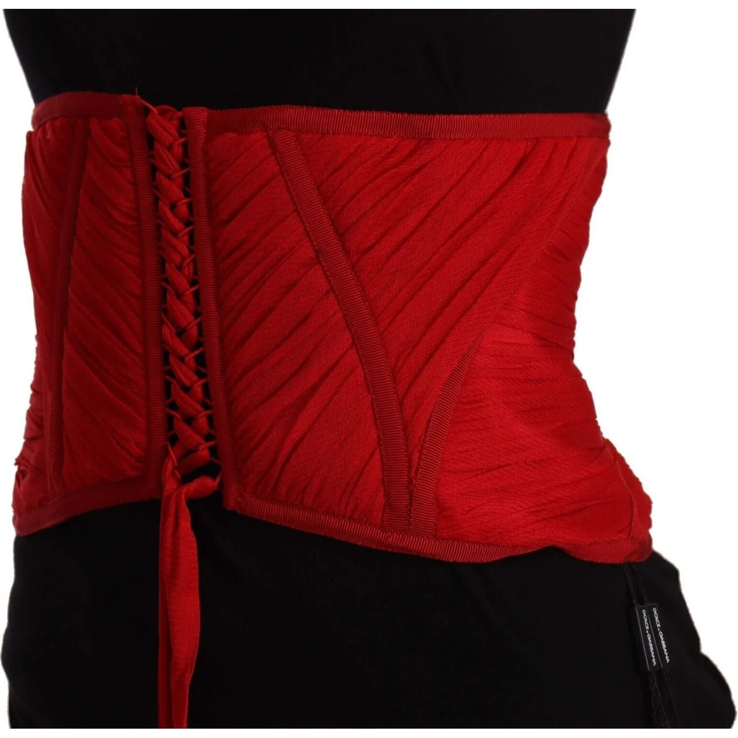 Dolce & Gabbana Elegant Red Silk Corset Belt Top