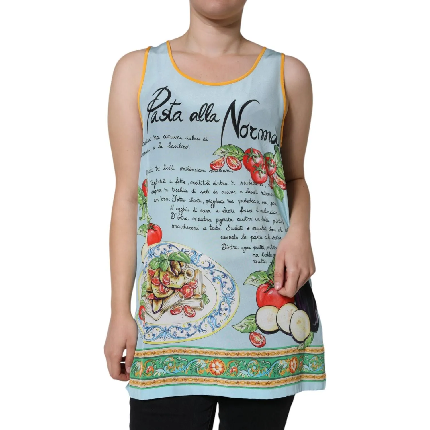 Dolce & Gabbana Multicolor Pasta Alla Norma Print Tank Top