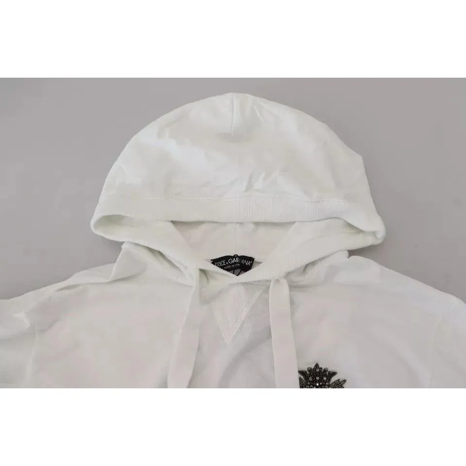 Dolce & Gabbana White Cotton Hooded Sweatshirt Sweater