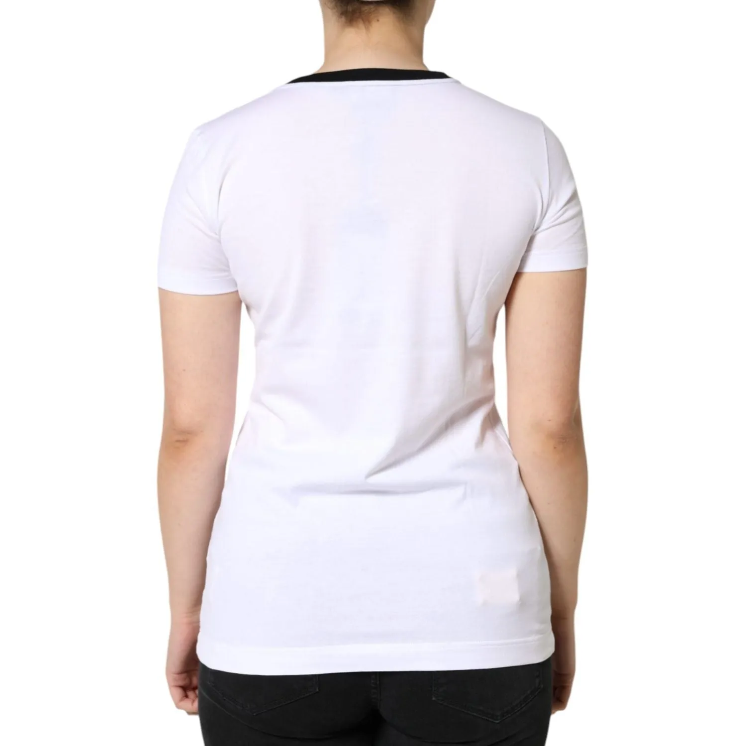 Dolce & Gabbana White Eleganza Print Cotton Short Sleeves T-shirt