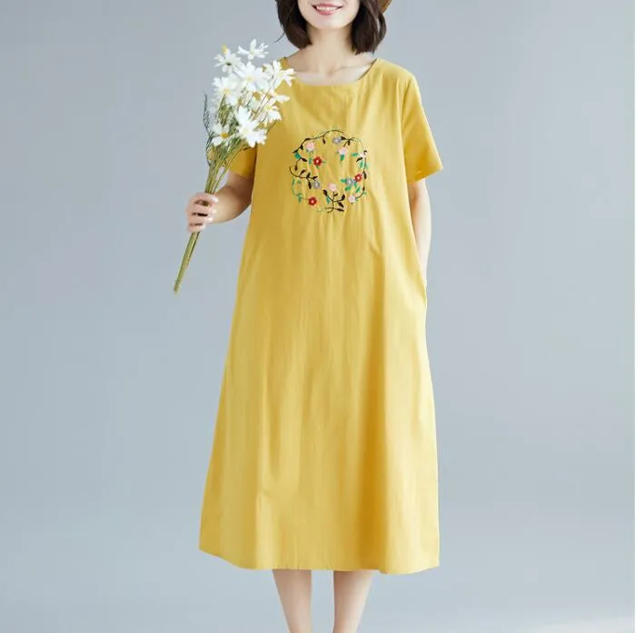 Embroidery loose Long Women Spring Dresses Plus Size