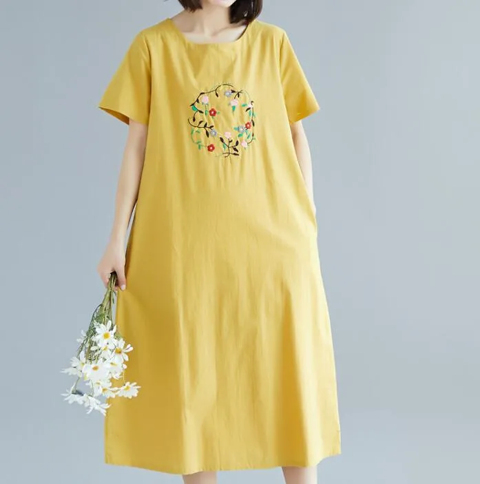 Embroidery loose Long Women Spring Dresses Plus Size