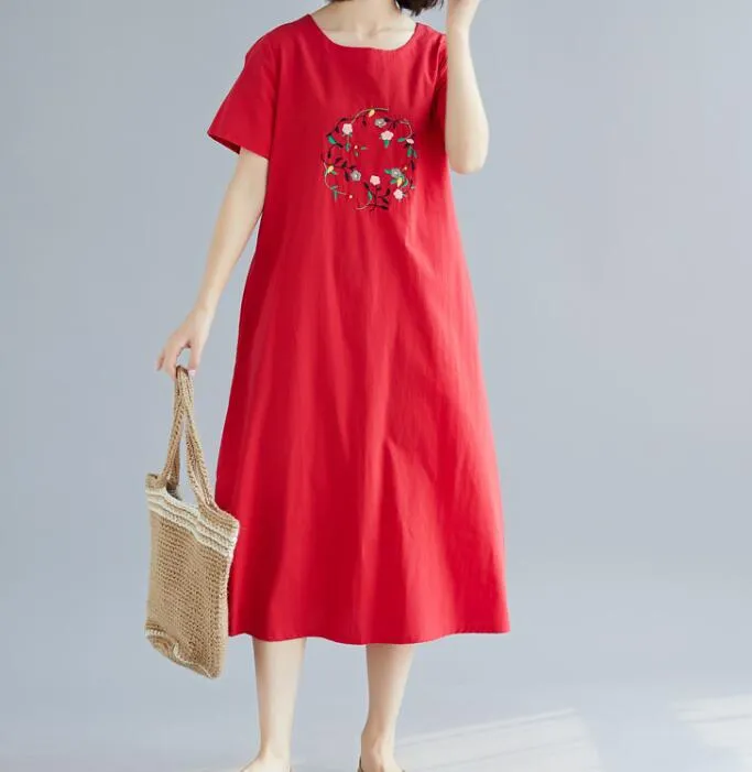 Embroidery loose Long Women Spring Dresses Plus Size