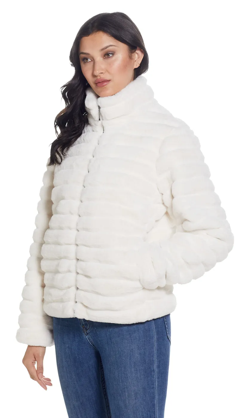 GROOVED FAUX FUR JACKET