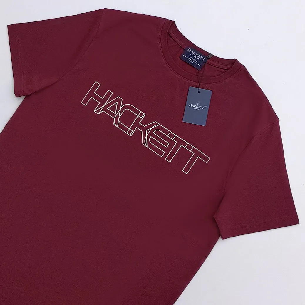 HC - Men 'Burgundy' Hackett Printed Logo T-Shirt HC778