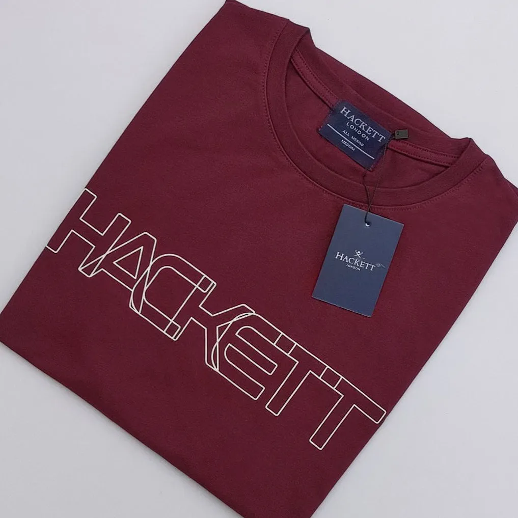 HC - Men 'Burgundy' Hackett Printed Logo T-Shirt HC778