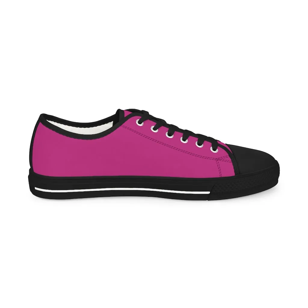 Hot Pink Color Men's Sneakers, Best Solid Hot Pink Color Men's Low Top Fashion Canvas Sneakers Running Shoes