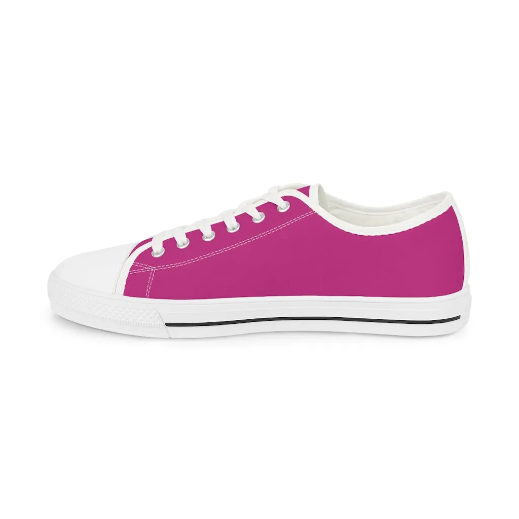 Hot Pink Color Men's Sneakers, Best Solid Hot Pink Color Men's Low Top Fashion Canvas Sneakers Running Shoes