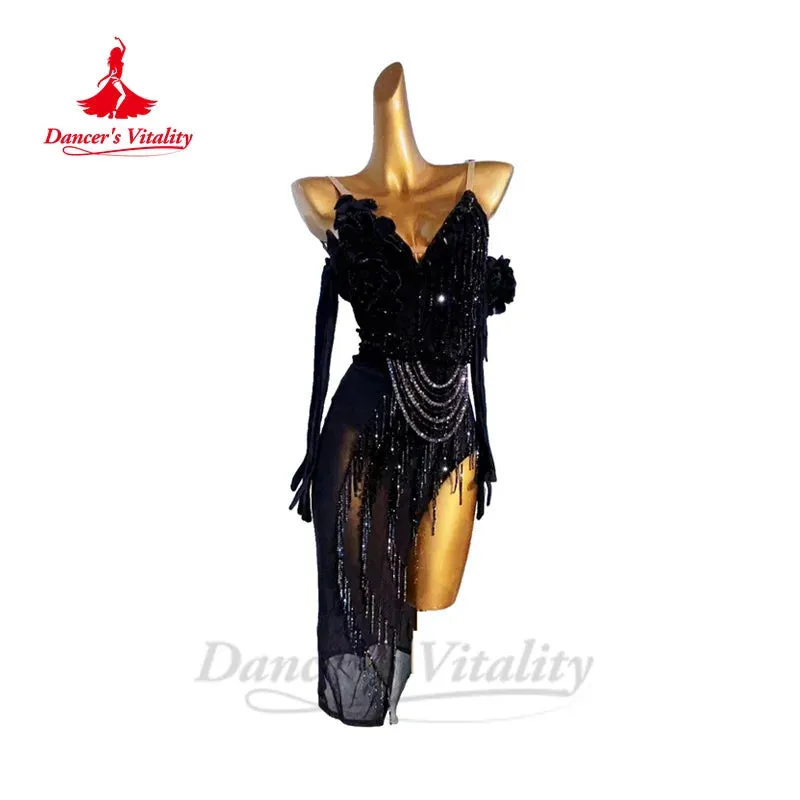 Latin Dance Dress for Women Custom Senior Rumba Chacha Tango Performance Costume Skirt Adult Children Latin Dancing Wear Dresses