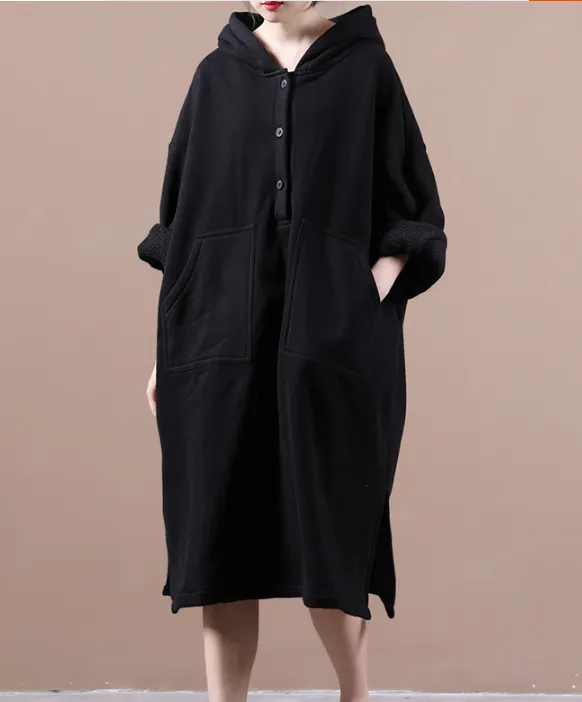 Loose Autumn Long Sleeve Women Dresses Hooded Casual Women Dress SSM97215