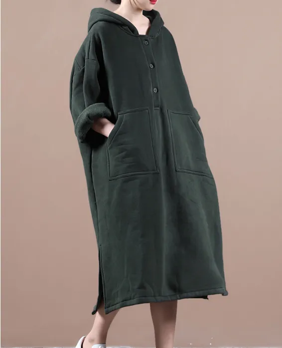 Loose Autumn Long Sleeve Women Dresses Hooded Casual Women Dress SSM97215