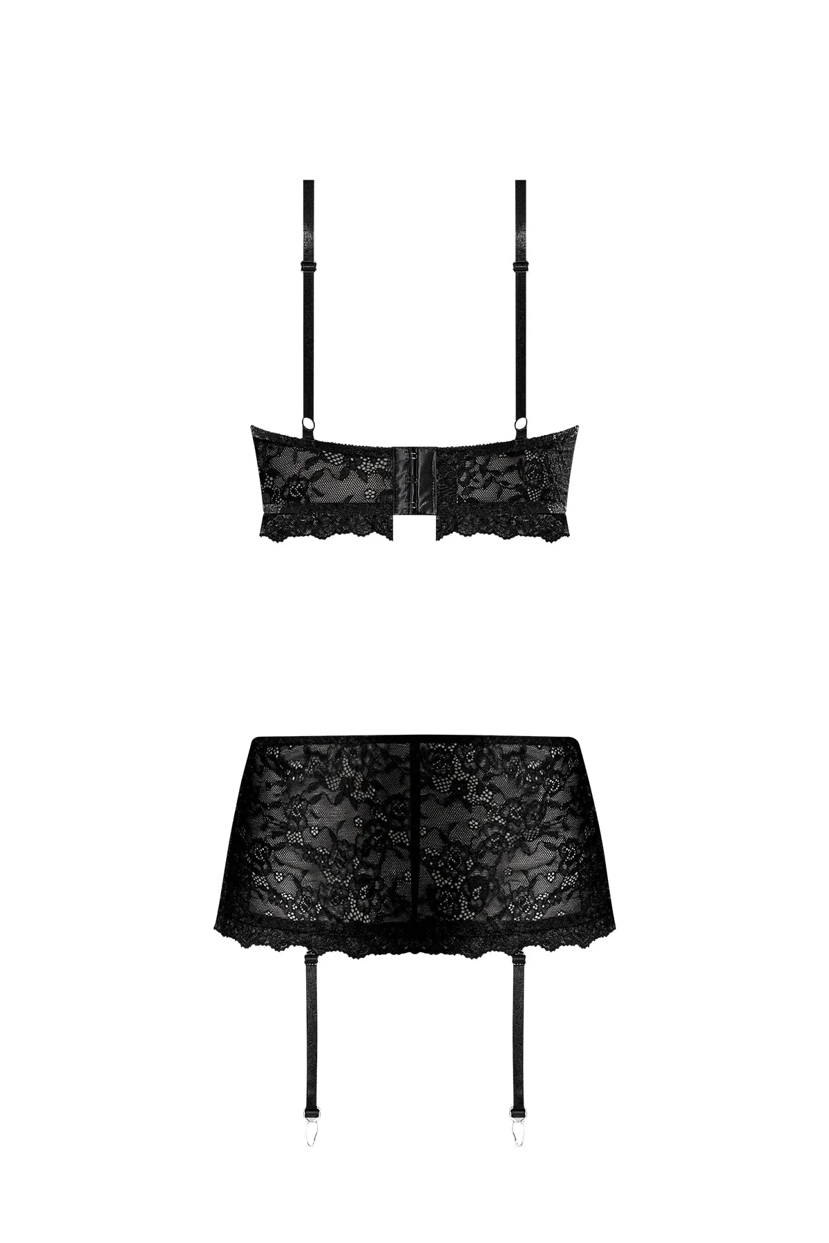 Magic Silk Ooh La Lace Bralette, Garter Skirt & G-String Black