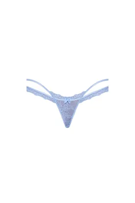 Magic Silk Ooh La Lace Cross Strap Split Crotch Tanga Periwinkle