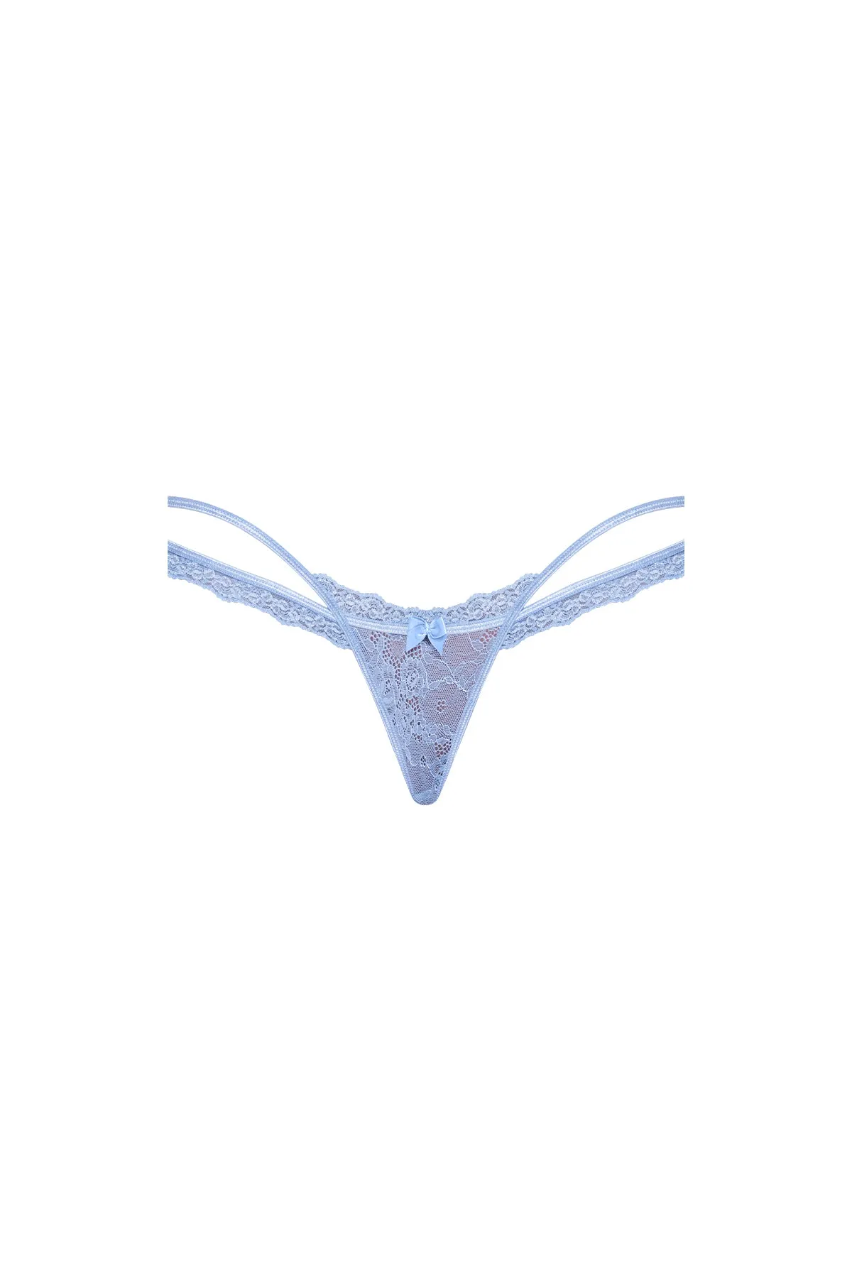 Magic Silk Ooh La Lace Cross Strap Split Crotch Tanga Periwinkle