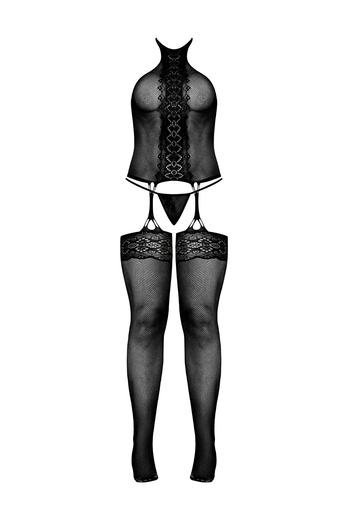 Magic Silk Seamless High-Neck Bodysuit & G-String Black One Size