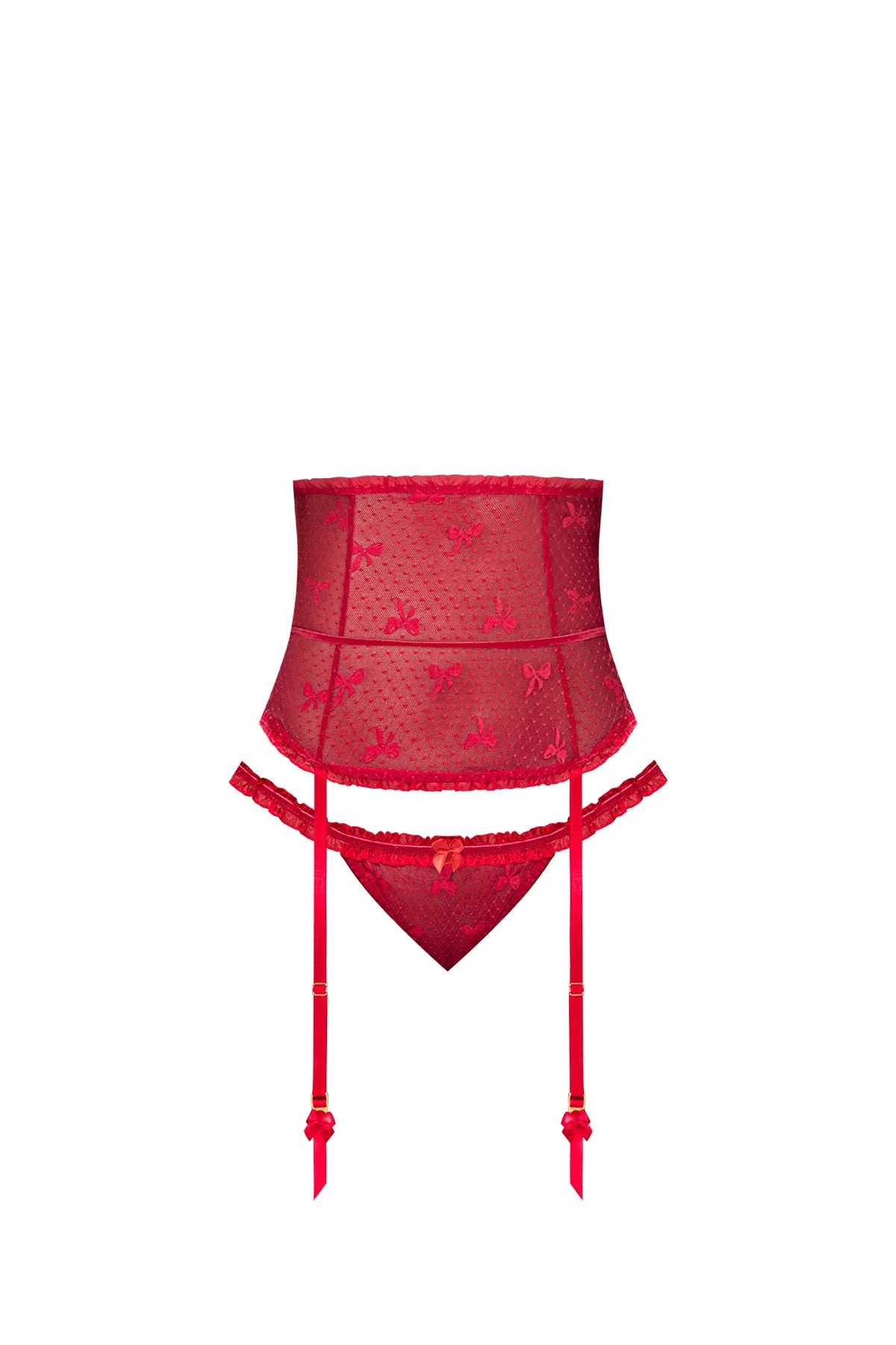 Magic Silk With Love Gartered Waist Cincher & Tanga Panty Red