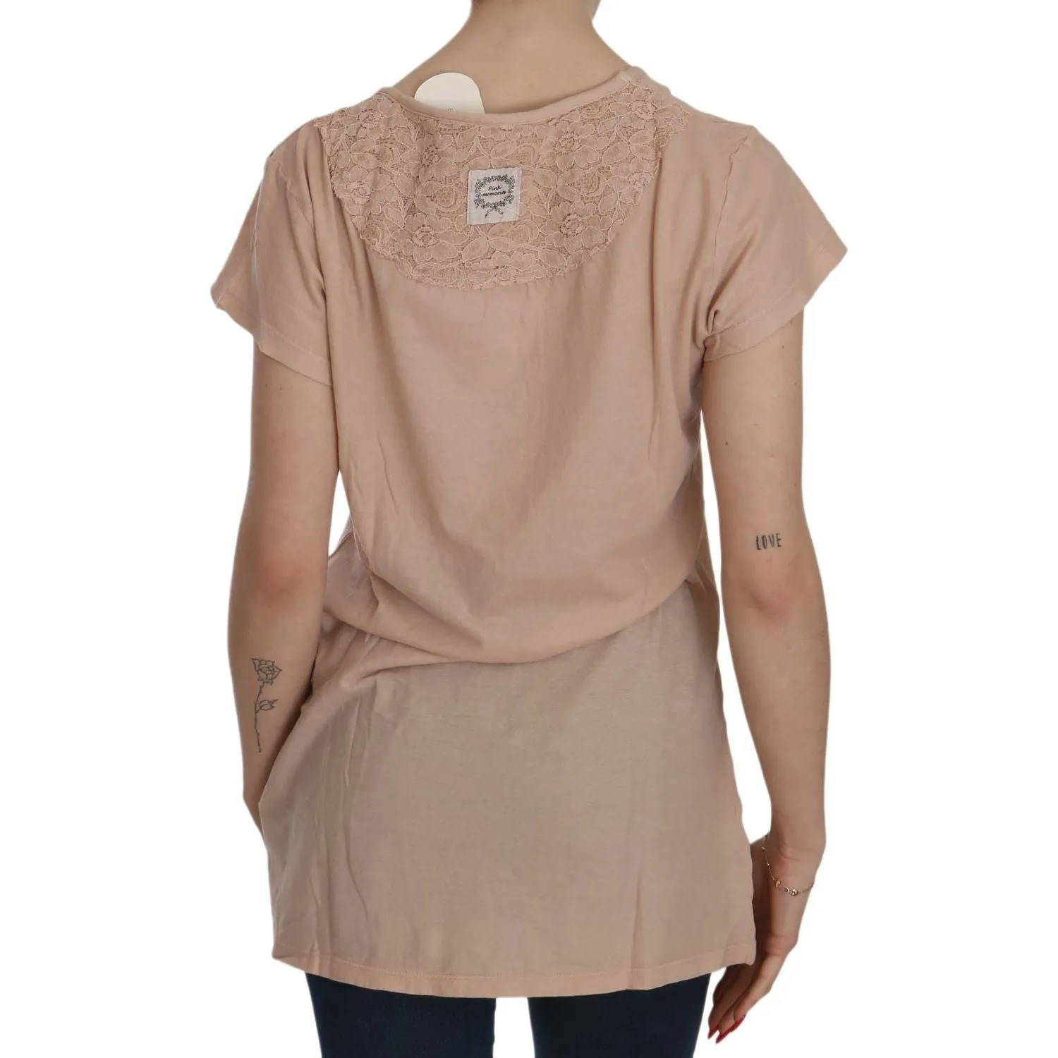 PINK MEMORIES Elegant Cream Lace Round Neck Blouse