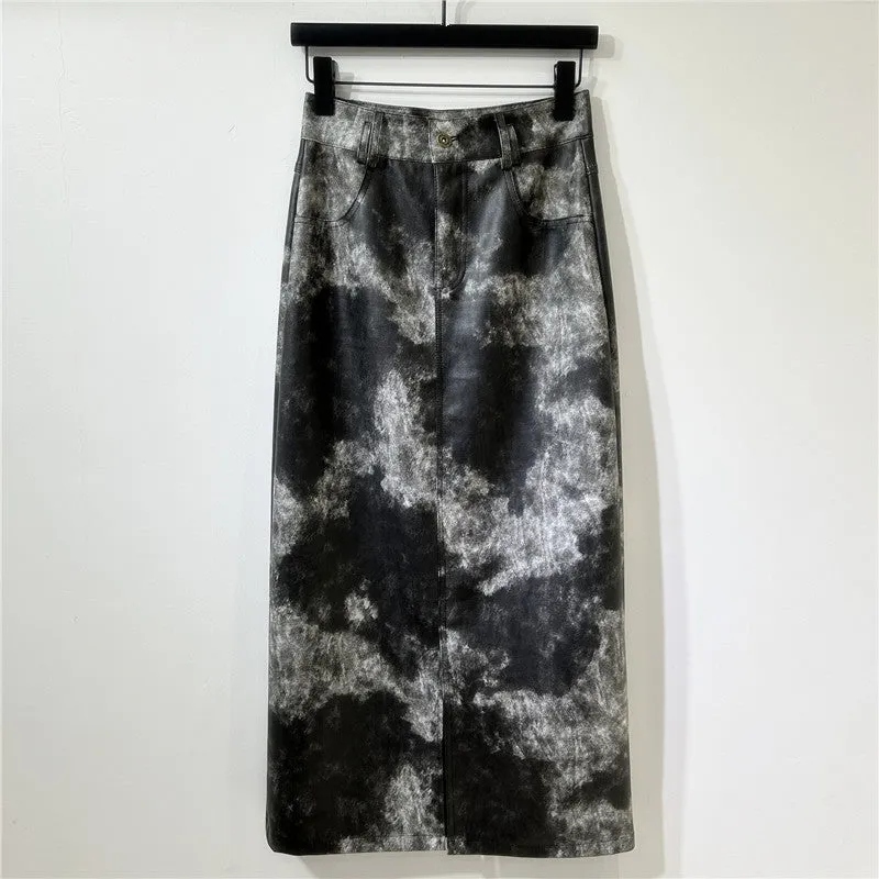 Pre Order: Tie Dye Leather Hip Hugging Skirt