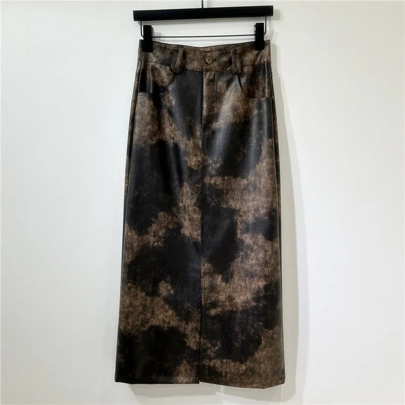 Pre Order: Tie Dye Leather Hip Hugging Skirt