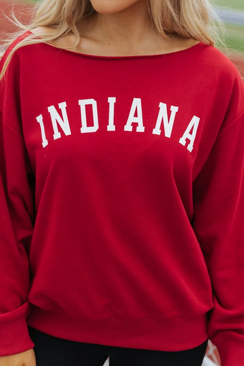 Red Indiana Boat Neck Sweatshirt - FINAL SALE