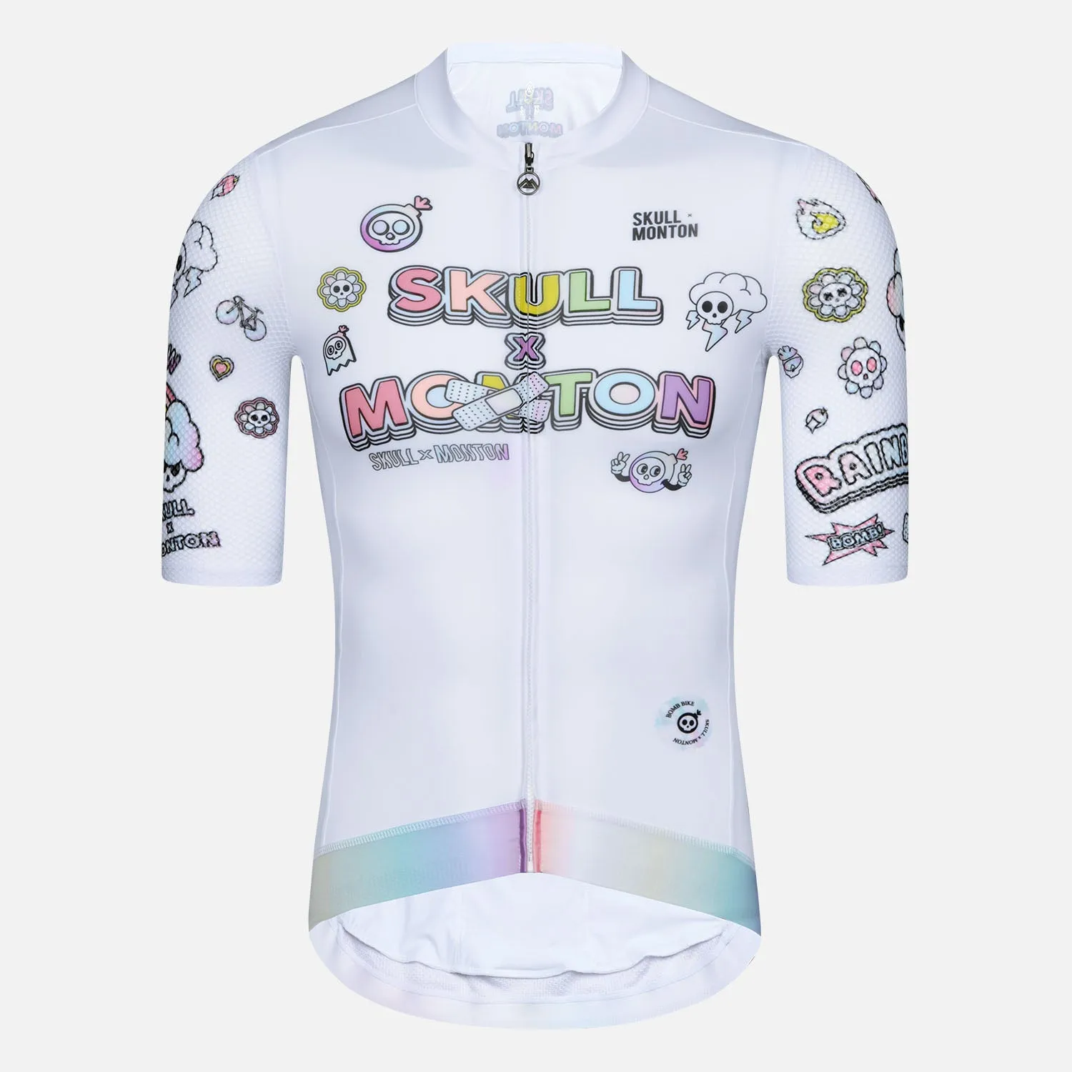 Skull Monton Cycling Jersey Mens Rainbow Black