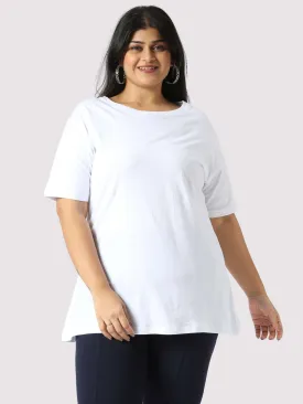 Snow White Round Neck T-Shirt Women's Plus Size