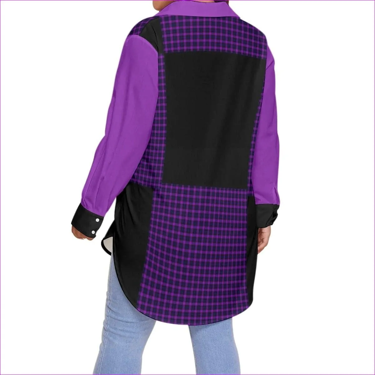 Tartan 2 Women's Long Sleeve Button-up Voluptuous ( ) Plus Size