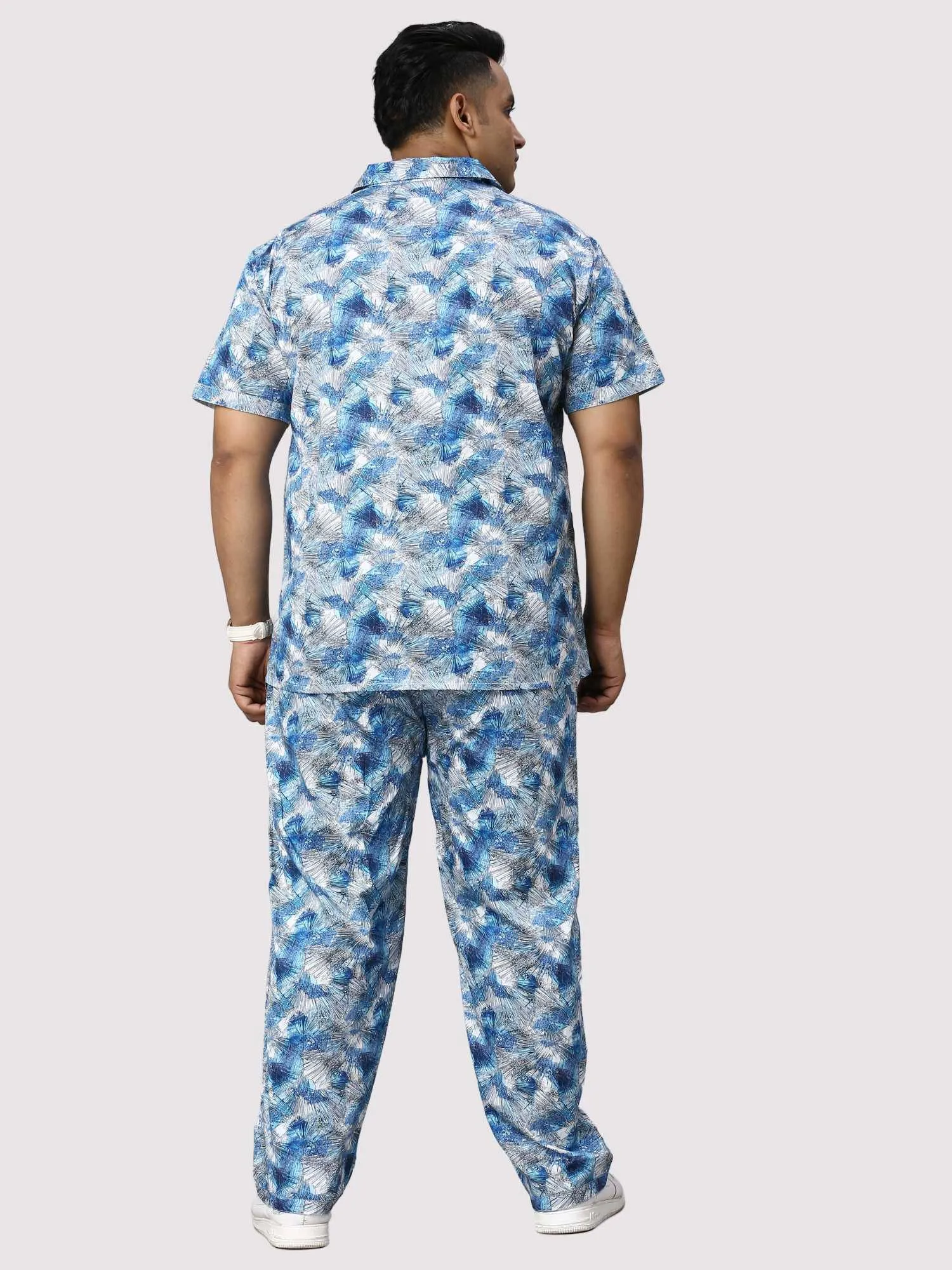 Tropical Blue Digital Printed Full Co-Ords Men's Plus Size