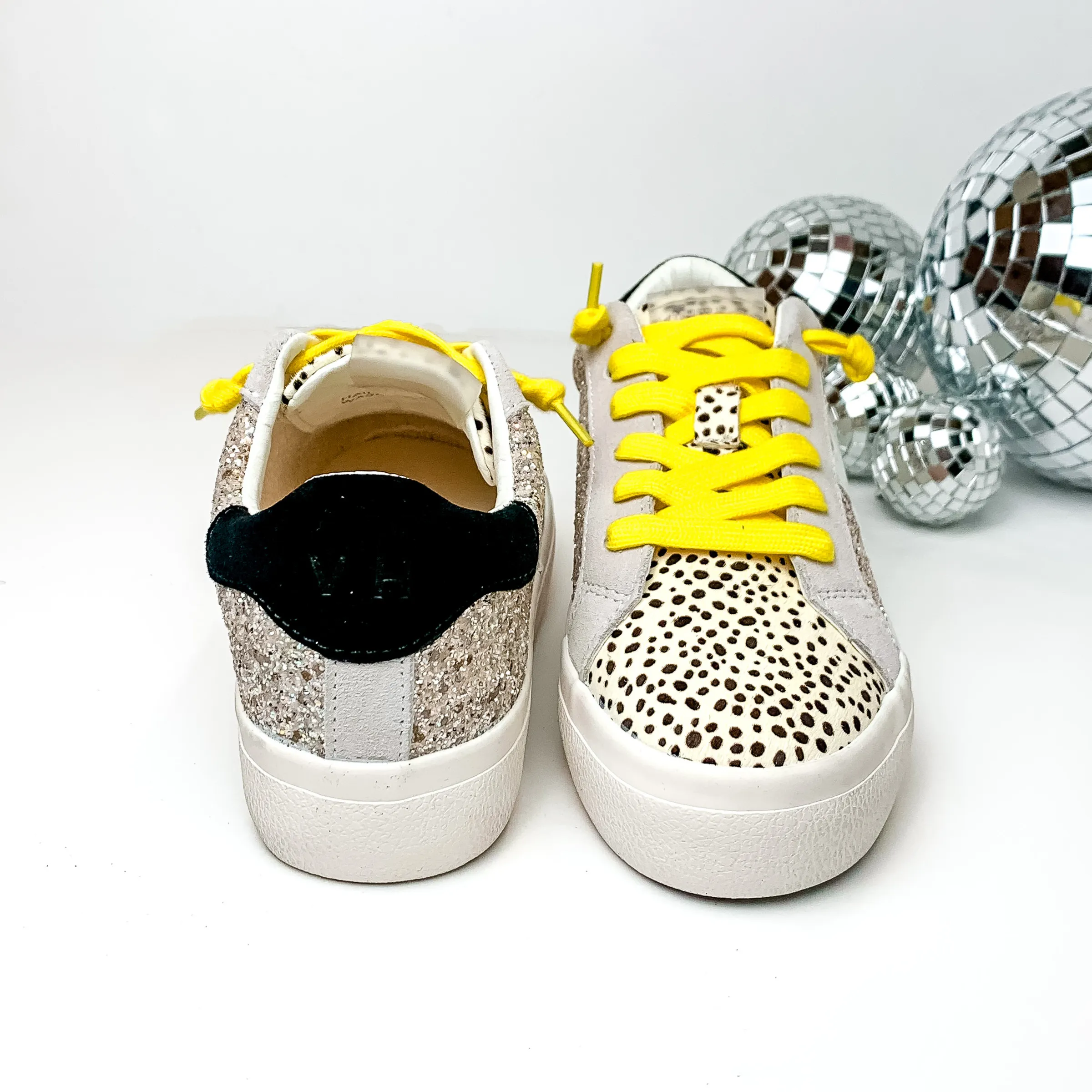 Vintage Havana | Hailey Sneakers in Washed Glitter and Cheetah Print