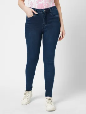 Women Dark Blue Sky High-Rise Skinny Fit Jeans