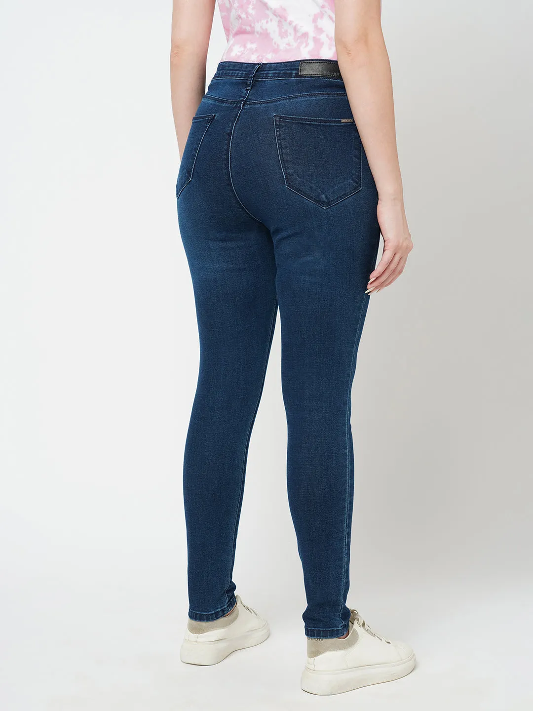 Women Dark Blue Sky High-Rise Skinny Fit Jeans